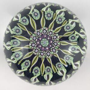 Perthshire PP111 1989 Millefiori Radial Twist Amethyst Ground LE Paperweight